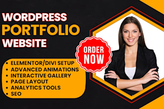 design wordpress portfolio website, landing page with elementor or divi builder