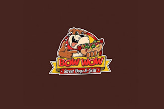 design street style hot dogs restaurant mascot bulldog logo