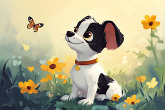 design a custom cute disney pet portrait illustration