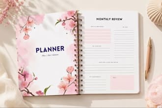kdp notebook planner journal cover and interior design