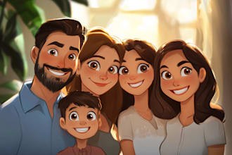 design a professional disney family portrait