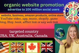 share and promote your website or link to 100 million USA, UK social media users