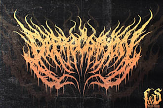 create awesome metal, y2k, psychedelic font logo