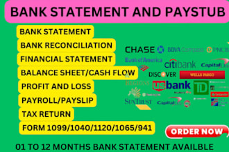 do adp paystubs, tax return, payroll, w2,1099, and 1040 and bank reconciliation