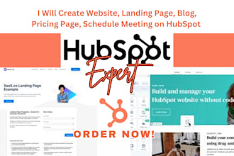 create website, landing page, blog, pricing page, schedule meeting on hubspot