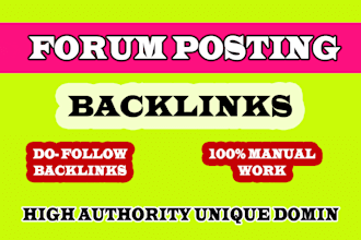 do 100 high quality da forum posting backlinks for off page seo