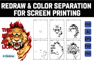 do color separation and redraw for screen printing