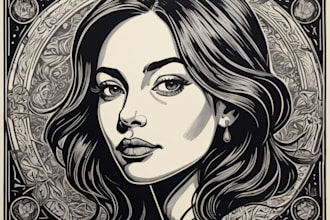 draw your portrait photo in linocut style