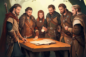 make a unique dnd party art for you