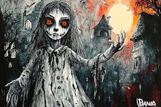 draw fantasy or dark creepy horror art illustration