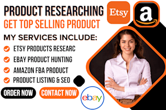 make research on selling product, ebay product hunting, etsy product research
