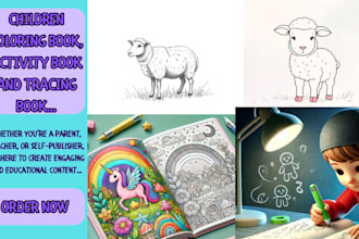 do kids activity book, kids coloring book, worksheet, book cover design for kdp