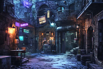 do concept art illustration science fiction city, cyberpunk