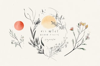 design boho chic hand drawn botanical logo