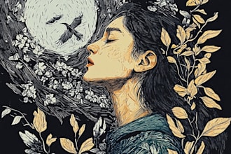 create artistic linocut illustration in my style
