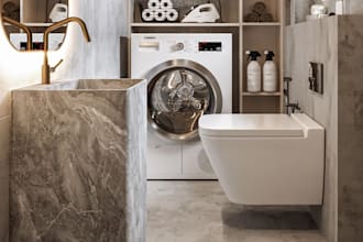 design a bathroom layout for remodel, modern bathroom design and 3d model render