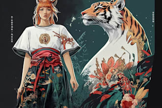 create animal linocut tshirt design for brands
