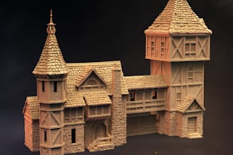 gothic window,object for ttrpg wargaming, landscape medieval terrain, stl file