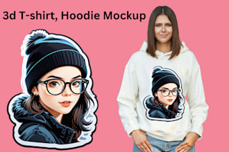 design 3d hoodie t shirt, clothing mockup in photoshop
