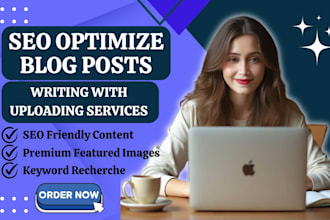 write and upload monthly SEO blog posts with images