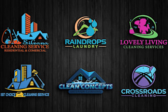 design janitorial, commercial,  and home cleaning service logo