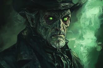 draw fantasy horror character and horror art for you