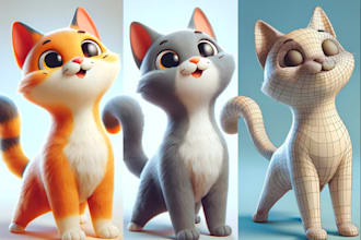make your pet to 3d model for 3d printing or animation