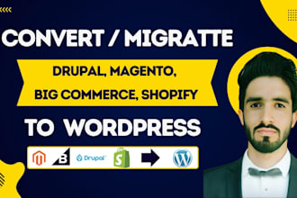convert or migrate bigcommerce, shopify, magento, drupal to wordpress