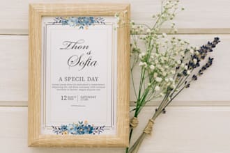 design and create a beautiful wedding card and happy new year card