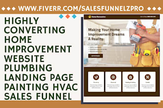 design home improvement landing page plumbing painting website hvac funnel