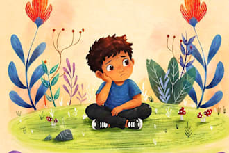 draw children book illustration and children book illustration