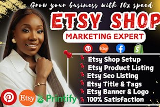 do etsy store creation or shop setup with etsy seo listings and stan store