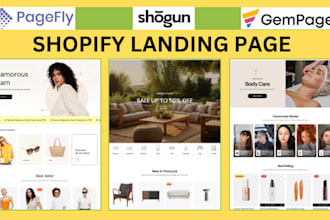 design shopify landing page pagefly gempages shogun repio zipfy product page
