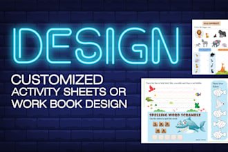 do custom kids activity, coloring or worksheets designs