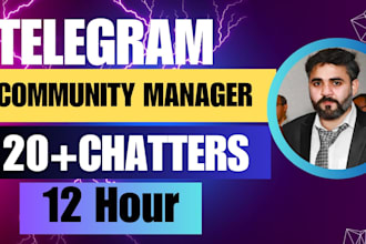 be telegram community manager or admin with 20 chatters