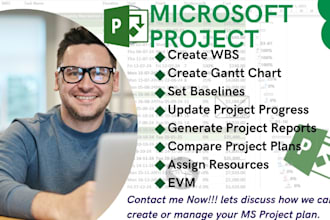 schedule gantt chart, project plan, and manage project with ms project