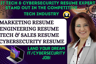 write professional resume for cybersecurity, IT tech engineering and sales roles