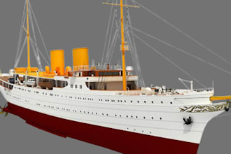 do 3d yacht model, 3d ship design, 3d boat animation for 3d printing