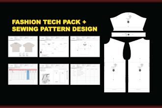 create a factory ready fashion tech pack details with sewing pattern and grading