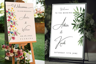 design welcome sign for a baby shower, bachelorette, wedding