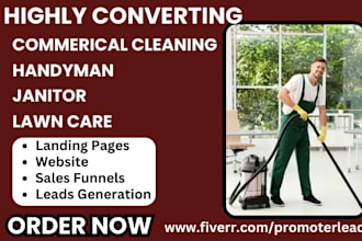 design commercial cleaning website handyman janitor leads lawncare landing page
