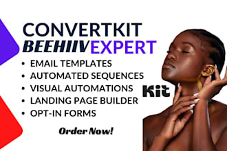 do beehiiv newsletter convertkit landingpage design kit email sequence