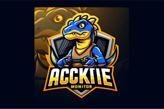 design ackie monitor esport mascot logo for your company