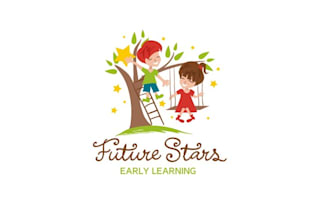 create next future stars early learning logo design
