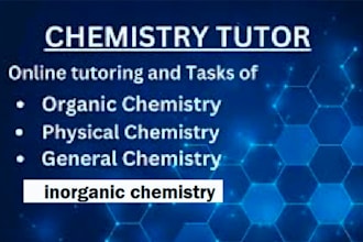 assist you biochemistry organic inorganic general analytical physical chemistry