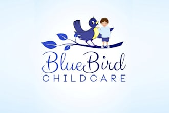design blue bird childcare logo