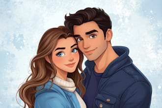 draw disney family or couple cartoon portrait