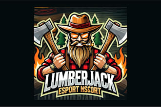 make modern lumberjack mascot logo with free source file