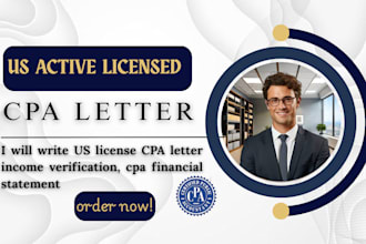 write US license  CPA letter income verification, cpa financial statement