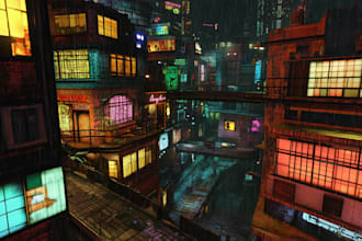 do concept art illustration science fiction city, cyberpunk